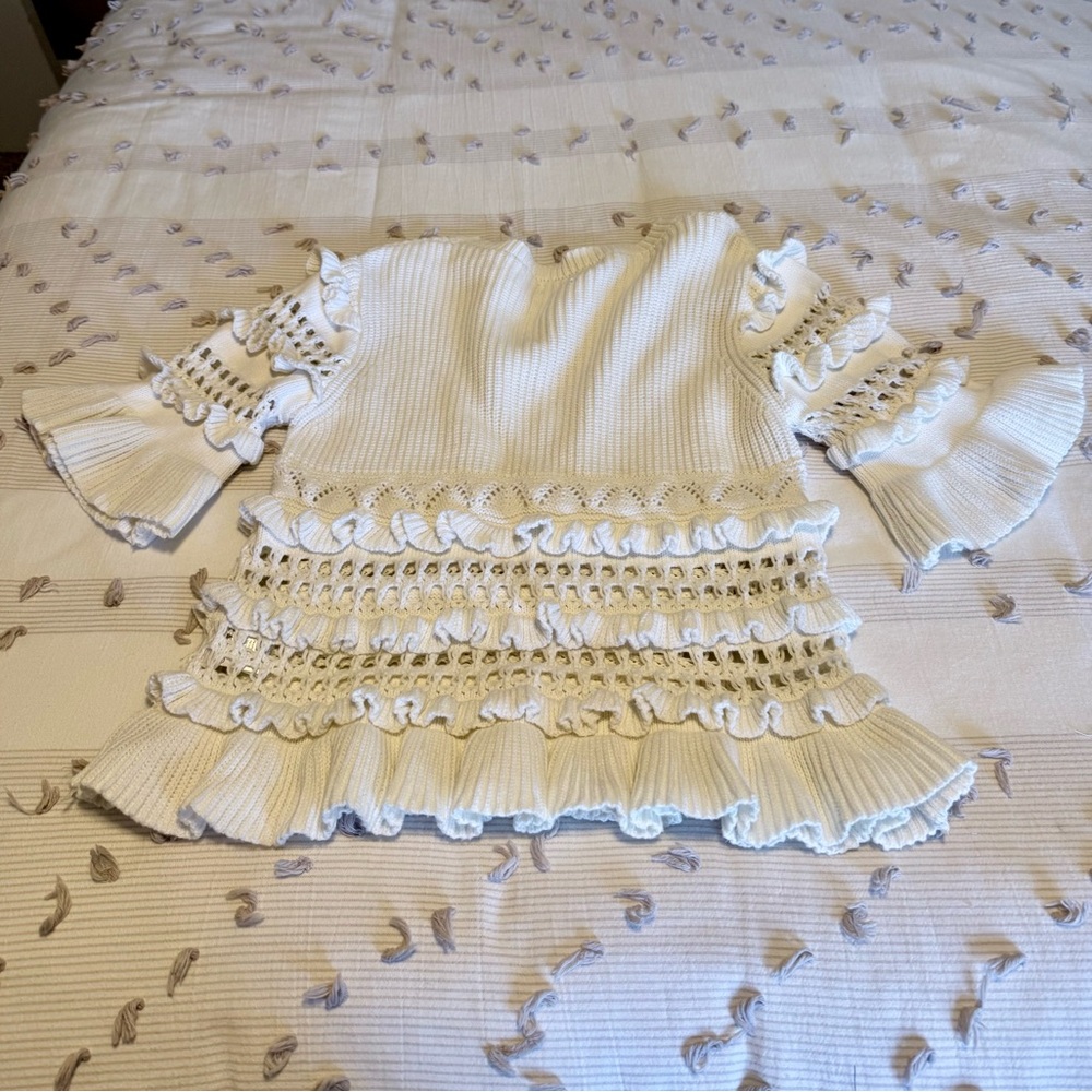John + Jenn White Ruffle Sweater - Picture 5 of 5